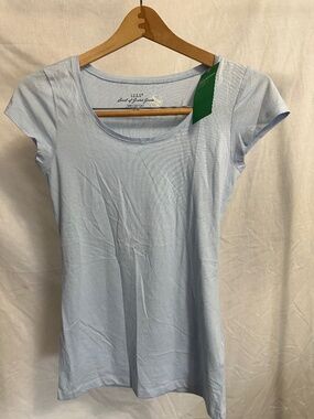 H&M L.O.G.G. Women’s Light Blue Organic Cotton Scoop Neck T-Shirt Size Small